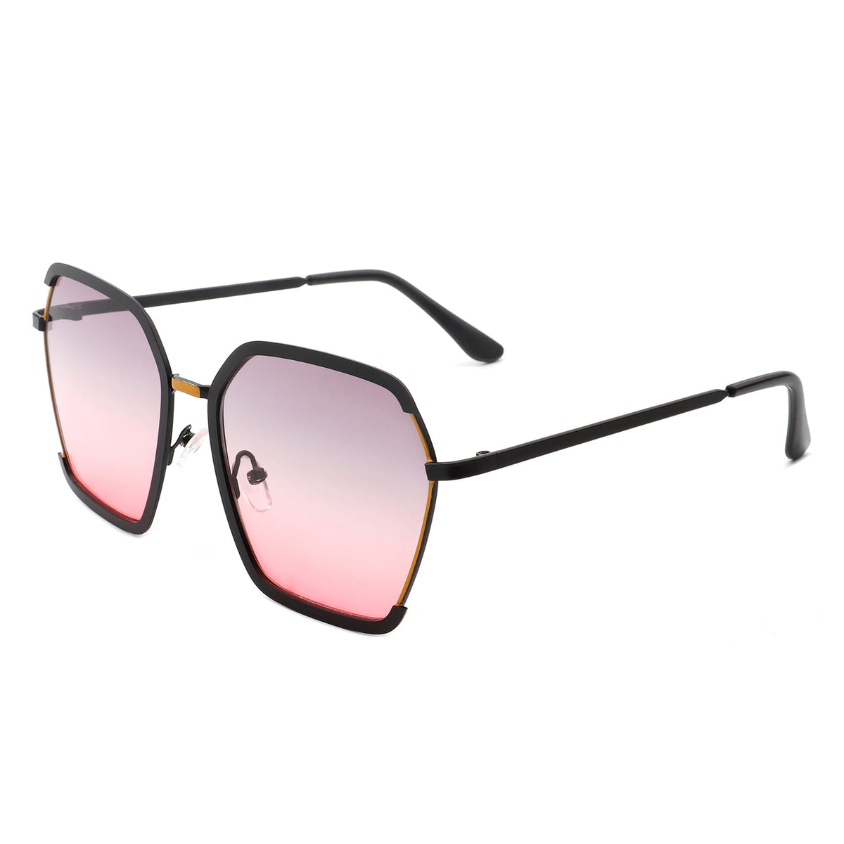 Stylish Black and Pink Hexagonal Sunglasses Kids Polarized Classic Geometric UV Sunglasses Flexible TR90  main image 3